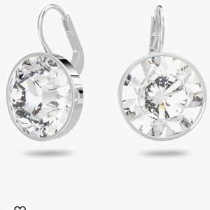 Swarovski Authentic Bella Rhodium Plated Charming White Pierced Mini Earrings